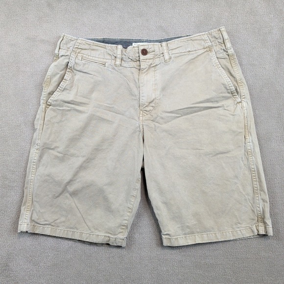 Lucky Brand Size 33 Chino Shorts Vintage 90s Khaki Tan Flat Front Casual Cotton — photo 2